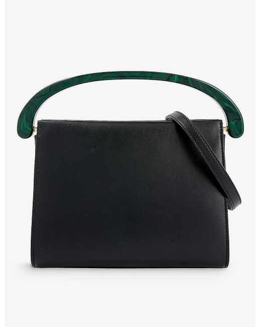 Dries Van Noten Black Crisp Leather Shoulder Bag