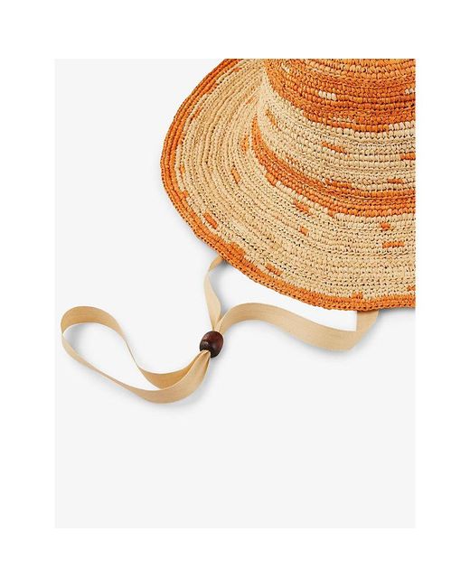 Sandro Brown Two-tone Wide-brim Raffia Hat