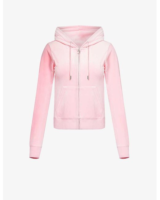 Juicy Couture Pink Robertson Logo-embellished Velour Hoody