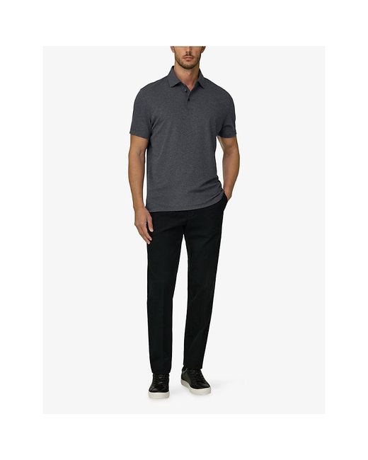 Boggi Black Regular-Fit Short-Sleeve Stretch Cotton-Blend Polo for men