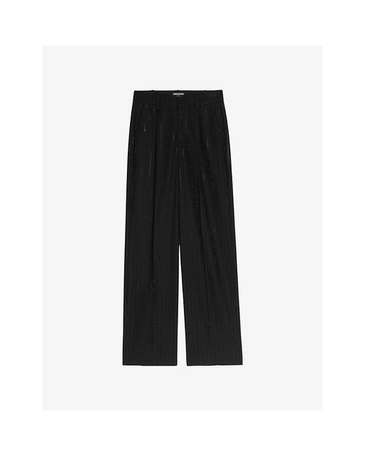Zadig & Voltaire Black Puros Shimmer Stretch Wool-Blend Trousers