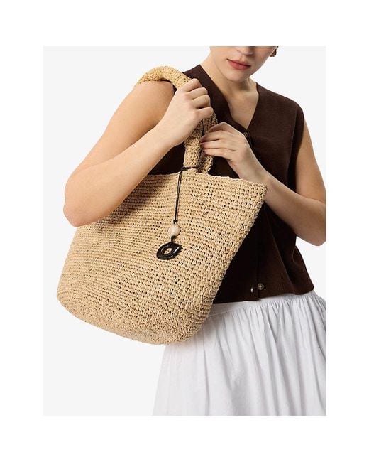 Whistles Metallic Charm Straw Tote Bag