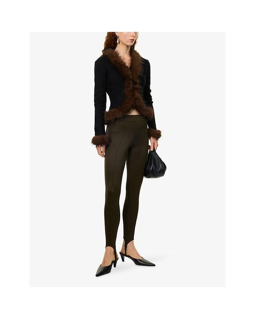 Self-Portrait Black Faux Fur Woven Cardigan