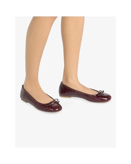 Dune Red Helenne Leather Ballet Flats
