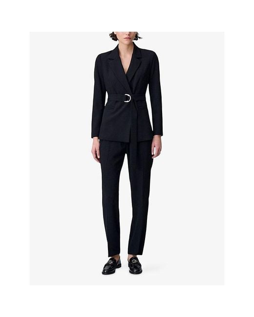 Claudie Pierlot Black Poupin Tailored Mid-Rise Woven Trousers