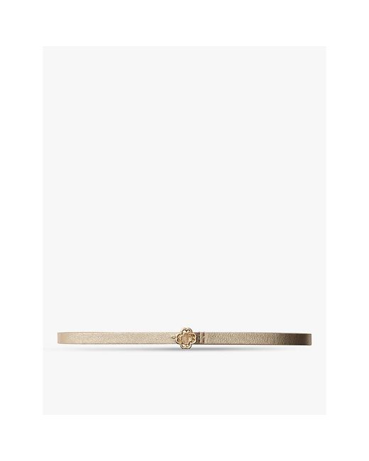 Maje Natural Clover-Buckle Metallic Leather Belt