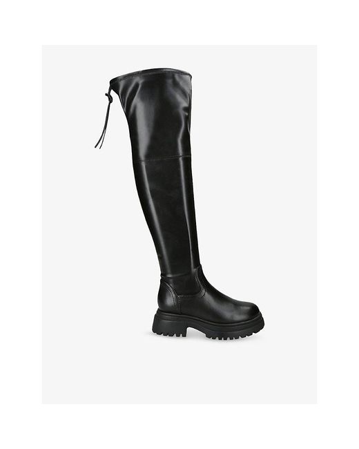 Steve Madden Black Road Over-The-Knee Faux-Leather Boots