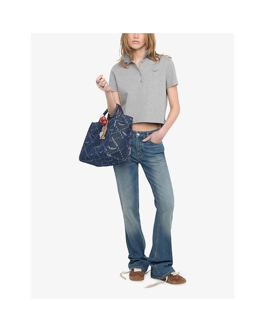 Zadig & Voltaire Gray Mirta Logo-Embroidered Cotton Polo Shirt
