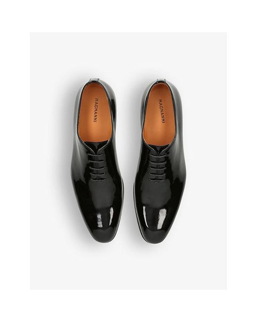 Magnanni Shoes Black Flex Tonal-Stitching Leather Oxford Shoes