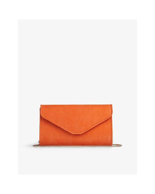 L.K.Bennett Orange Dominica Suede Envelope Clutch Bag