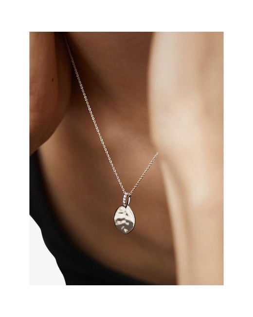 Monica Vinader White Mv Siren Sterling Lab-Grown Diamond Coin Pendant