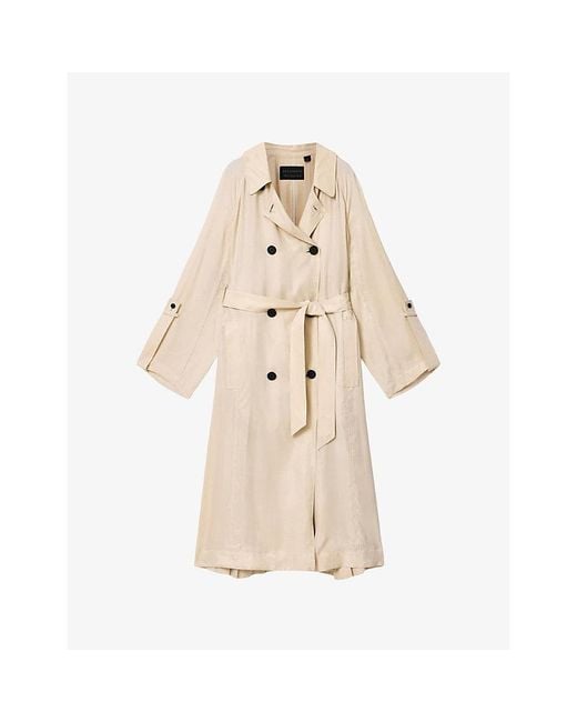 AllSaints Natural Lizie Relaxed-Fit Woven Trench Coat