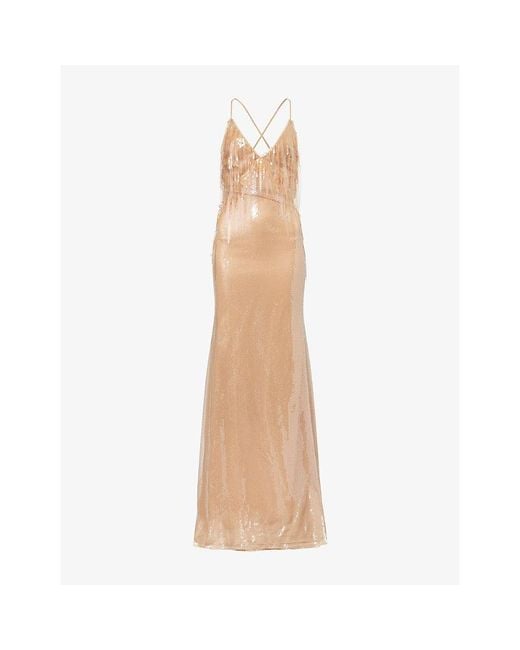 David Koma Natural Gradient Sequin-Embellished Tulle Gown