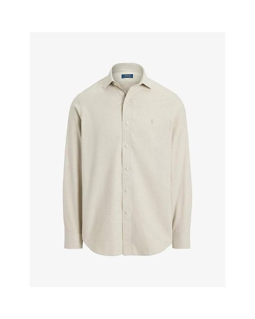 Polo Ralph Lauren White Logo-Embroidered Perfect-Fit Cotton-Blend Shirt for men