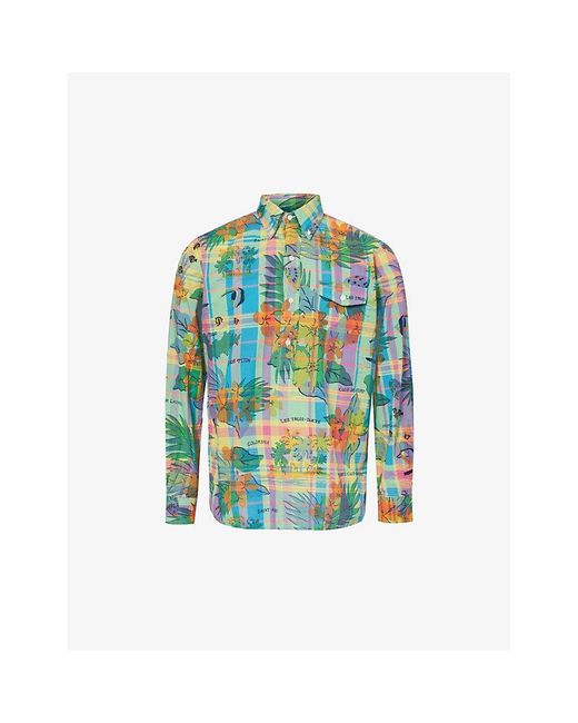 Polo Ralph Lauren Blue Floral And Check-pattern Cotton Shirt for men