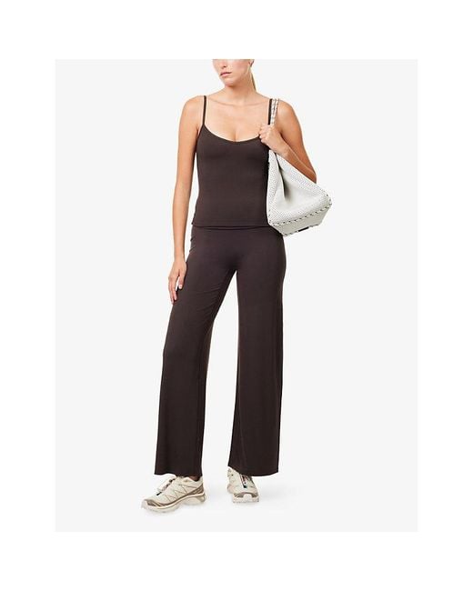 WE Are Tala Brown Softset Fold-Waist Wide-Leg Stretch Trousers