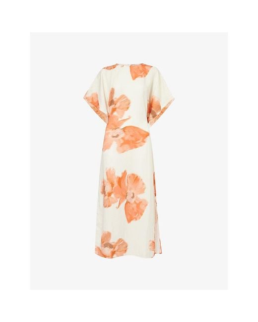 Never Fully Dressed Orange Floral Simmi Printed Woven Maxi Dress