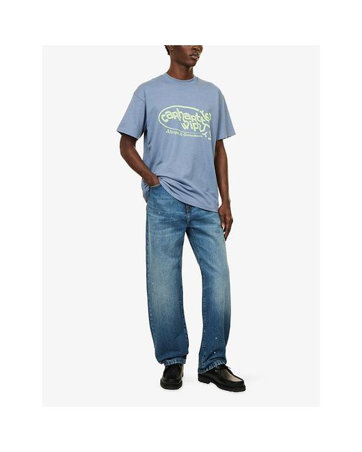Carhartt Blue Landon Paint-Splatter Denim Jeans for men