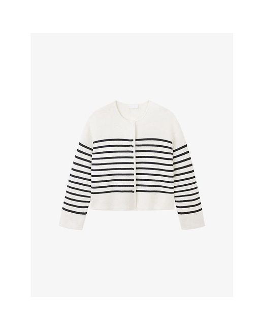The White Company White Round-Neck Boxy-Fit Wool-Knit Jacket