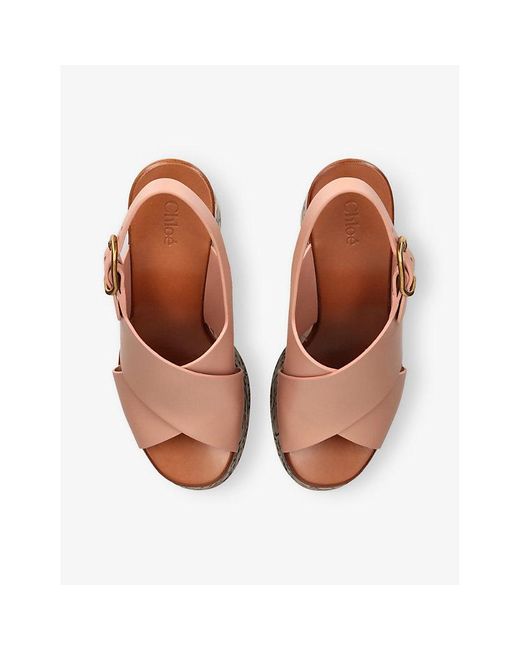 Chloé Brown Maxime Leather Platform Wedge Sandals