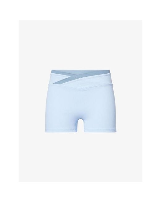 BO+TEE Blue Soft Active Wrap-Waistband Stretch-Woven Shorts