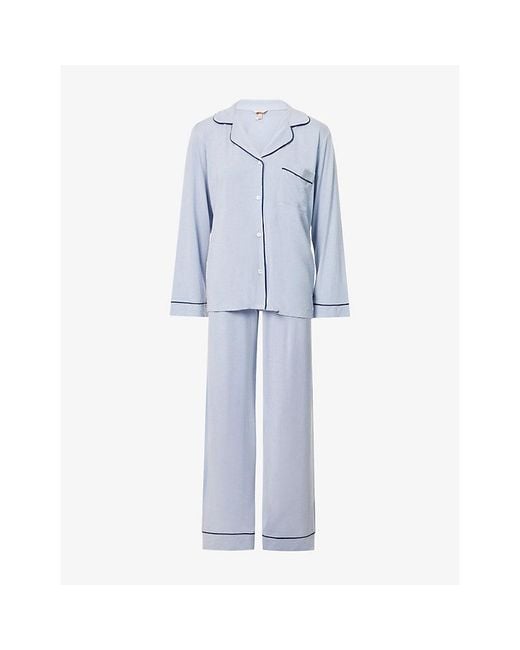 Eberjey Blue Gisele Long-Sleeve Modal-Jersey Pyjama Set