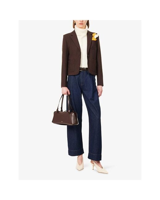 ME+EM Brown Patch-Pocket Fitted Woven Blazer
