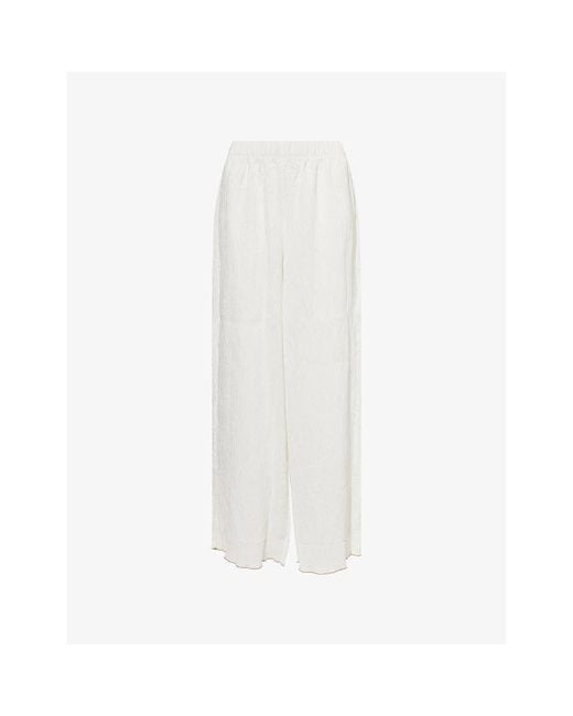 Lounge Underwear White Crinkle Wide-Leg Woven Pyjama Trousers