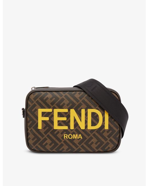 Fendi Brand-print Woven And Leather Cross-body Bag for Men | Lyst UK