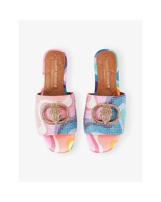 Kurt Geiger Pink Chelsea Flat Satin Sandals