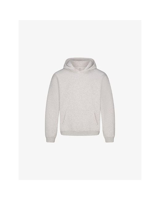 Skims White Lounge Relaxed-Fit Cotton-Fleece Hoody for men
