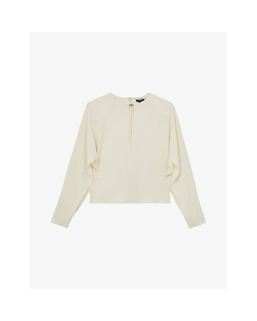 Reiss White X Atelier Luella Turn-Lock Woven Blouse
