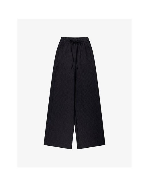 Ro&zo Blue Pinstripe Wide-Leg Stretch-Woven Trousers