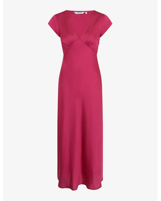 OMNES Pink Woolf Recycled-polyester Midi Dress