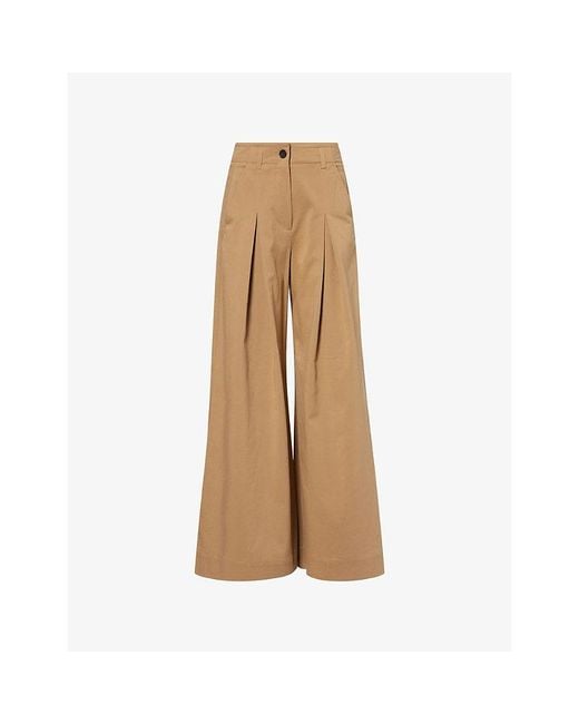 ME+EM Natural Ultimate Wide-Leg Cotton-Blend Trousers