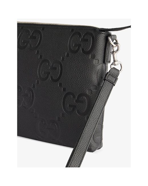 Gucci Logoembossed Leather Crossbody Bag in Black for Men Lyst
