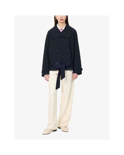 Samsøe & Samsøe Blue Sabianca Cropped Woven Trench Jacket