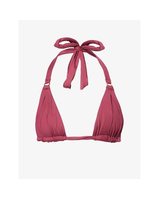 Cheap Monday Red Morroco Halter-Neck Bikini Top