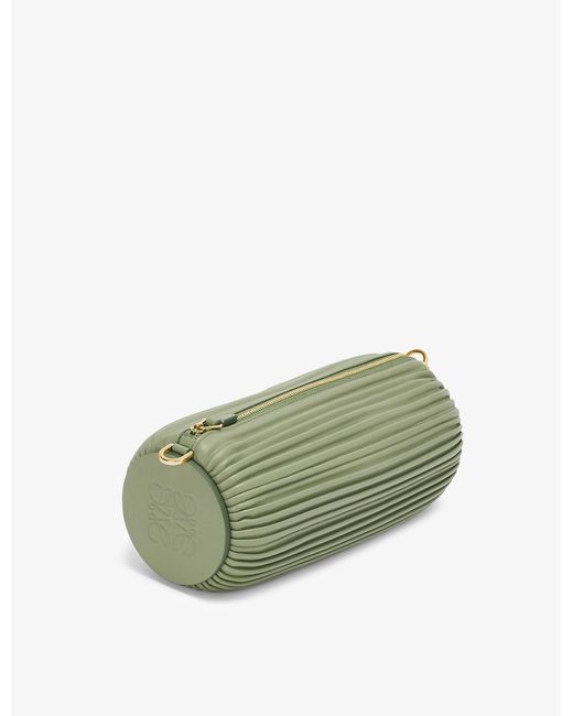 Loewe Bracelet Pouch Pleated Leather Shoulder Bag in Green | Lyst