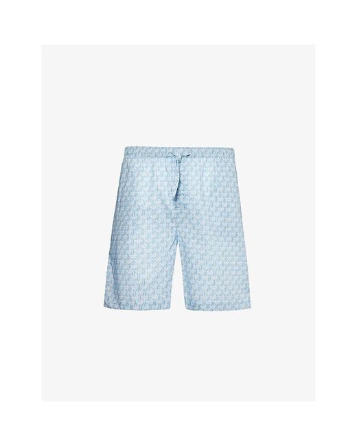 Derek Rose Blue Ledbury Cotton Shorts for men