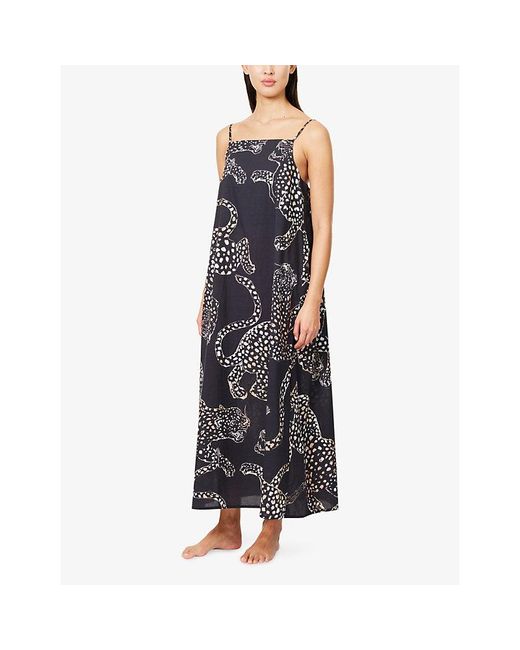 Desmond & Dempsey Purple Square-Neck Cotton Night Dress