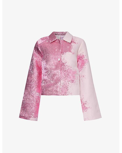 Stine Goya Pink Kiana Metallic-thread Recycled Polyester-blend Jacket