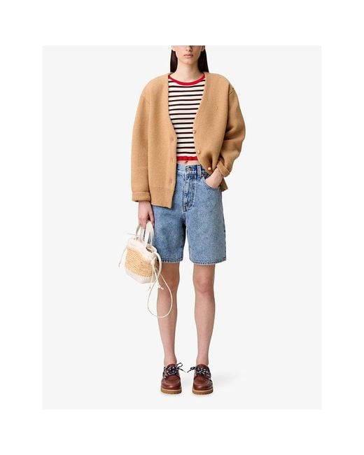 Claudie Pierlot Natural Oversized Wool-Blend Cardigan