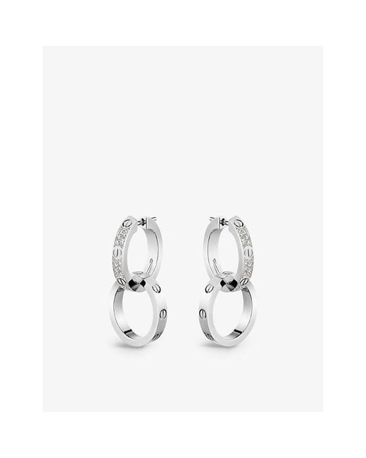 Cartier Love 18ct White-gold And 0.13ct Diamond Hoop Earrings