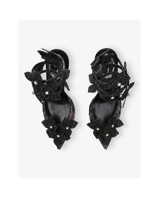 Rene Caovilla Black Floriane 105 Embellished Heeled Sandals