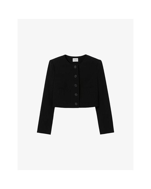 Claudie Pierlot Black Short Round-Neck Woven Jacket