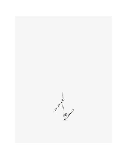 Monica Vinader White Initial N Solitaire Lab-Grown Diamond And Sterling Pendant Charm