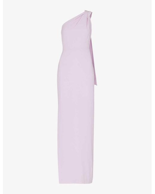 Whistles Pink Bethan One-shoulder Stretch-recycled-polyester Maxi Dress