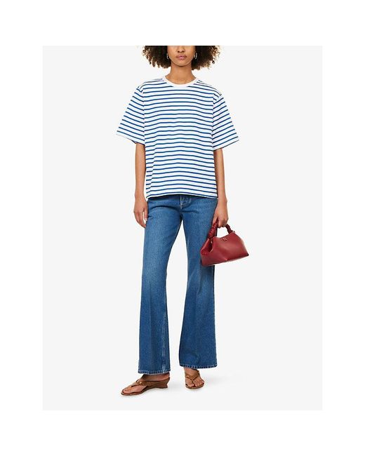 Skall Studio Blue Boyfriend Oversized Cotton T-Shirt