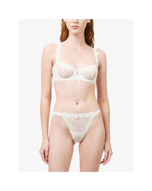 Lounge Underwear White Adorn Floral Lace Thong